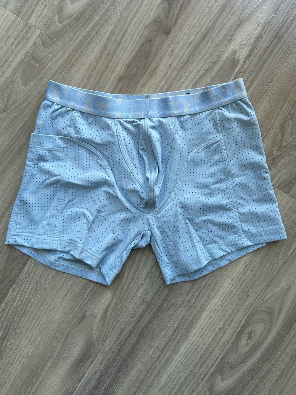Andrew Christian | Vibe Breeze Mesh Gym boxer brief in Powder Blue (Small)